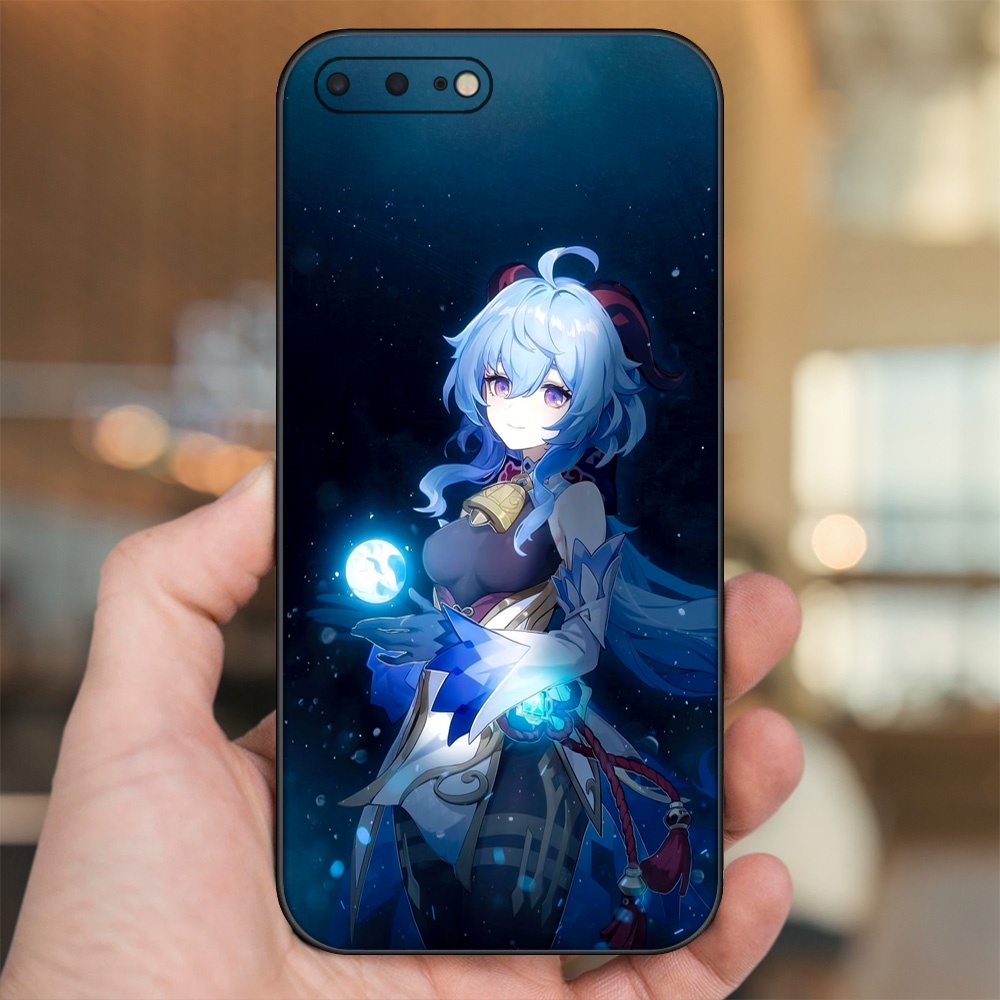 Ốp lưng iPhone 7 Plus, 8 Plus dẻo đen cạnh vuông in hình Ganyu Genshin Impact