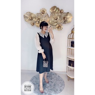 Bigsize Đầm cổ ren tay voan D626