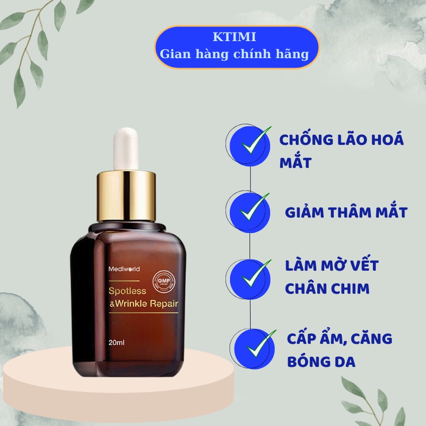 Serum dưỡng mắt Mediworld mờ thâm, giảm bọng mắt, nếp nhăn SPOTLESS & WRINKLE REPAIR - 20ML