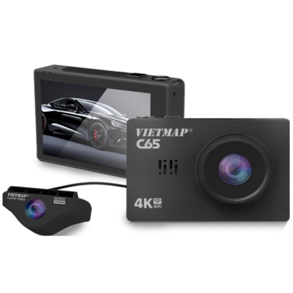 Camera Hành Trình Vietmap C65 - Cảnh Báo Giao Thông - Màn Hình Cảm Ứng - Thẻ Nhớ 128Gb