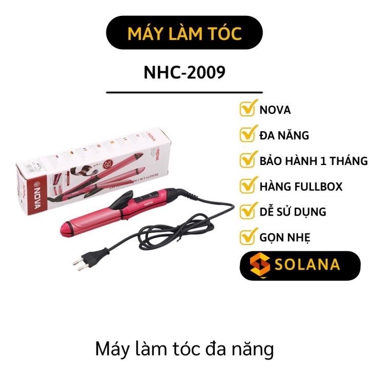 Máy làm tóc 2in1 - Máy uốn duỗi tóc Nova hiện nhiệ độ cao cấp làm xoăn tóc tại nhà 2382