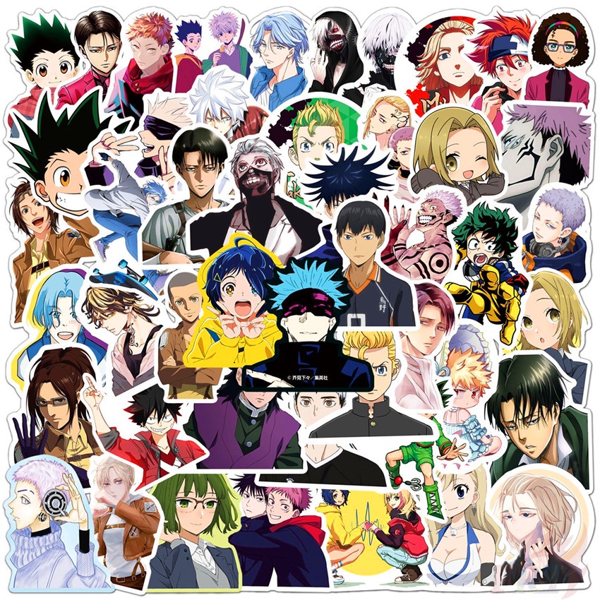 Bộ 50 Miếng Dán Họa Tiết Hoạt Hình Anime Chống Thấm Nước 07