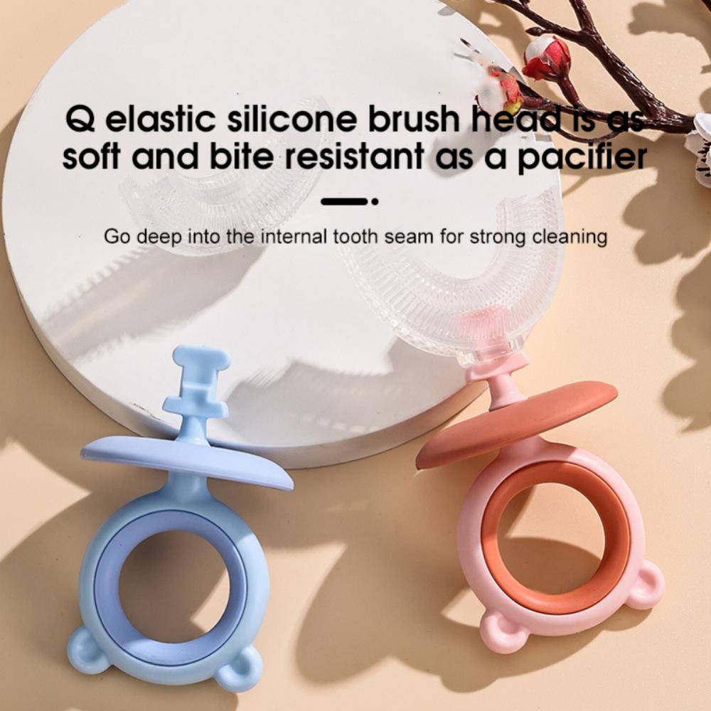 Bàn Chải Đánh Răng Silicone Xoay 360 Độ Hình Chữ U Chống Bụi Cho Bé