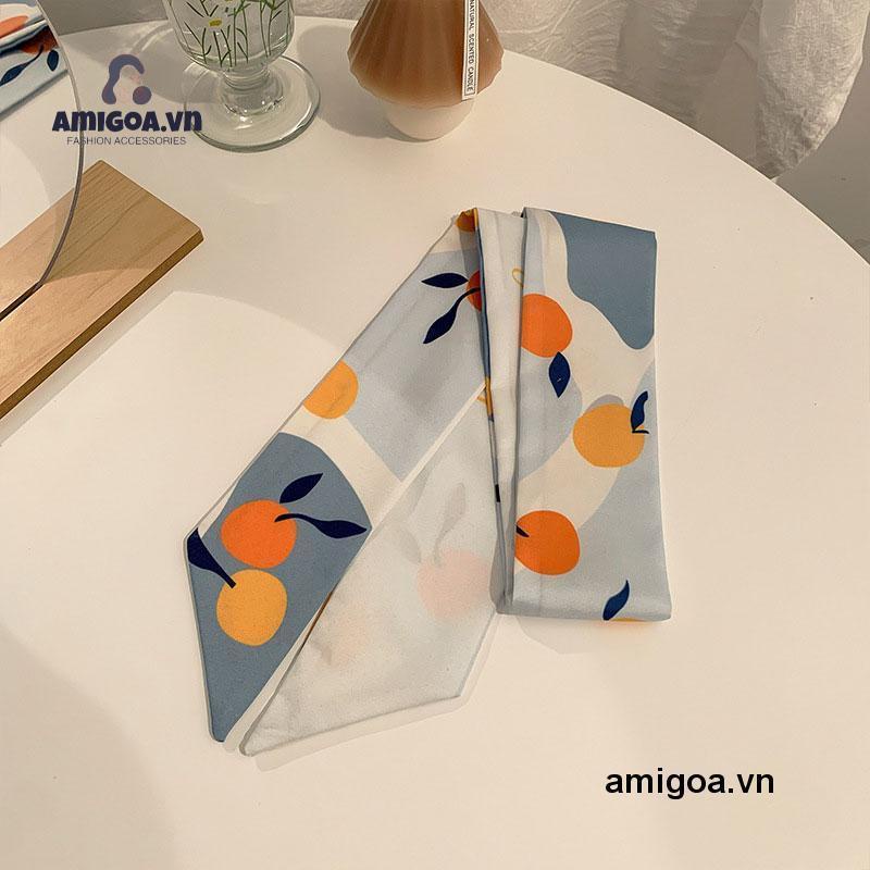✨✨Dây buộc tóc hình vuông bằng lụa mềm in họa tiết trái cây phong cách Hàn Quốc