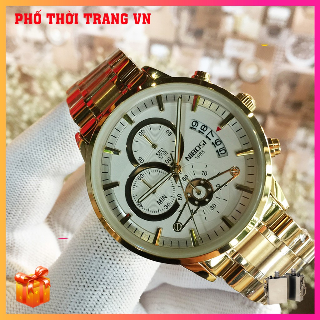 Đồng hồ nam Nibosi 1985 NI2309 6 kim, full box , thẻ bảo hành 3 năm, Sapphire chống xước, chống nước , dây thép 316L | BigBuy360 - bigbuy360.vn