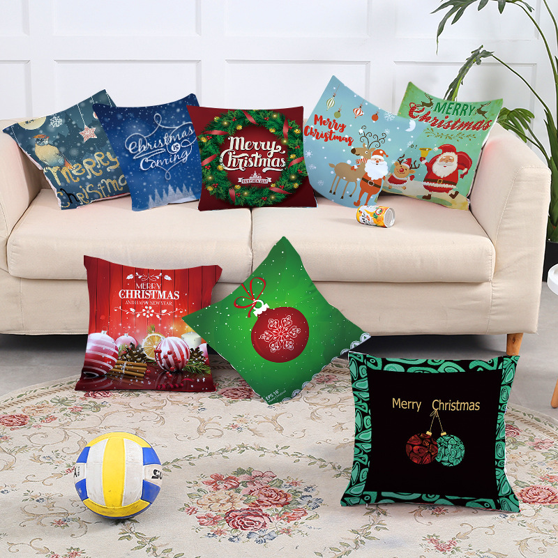 Vỏ Gối Sofa In Chữ Đơn Giản Phong Cách Giáng Sinh