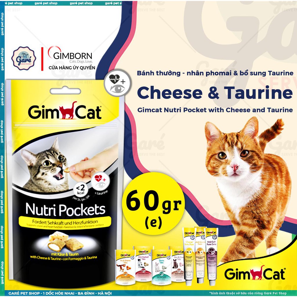 Bánh thưởng Gimcat vị thịt bò & mạch nha tiêu búi lông cho mèo - GimCat Nutri Pockets with Beef and Malt cat snack (60g)