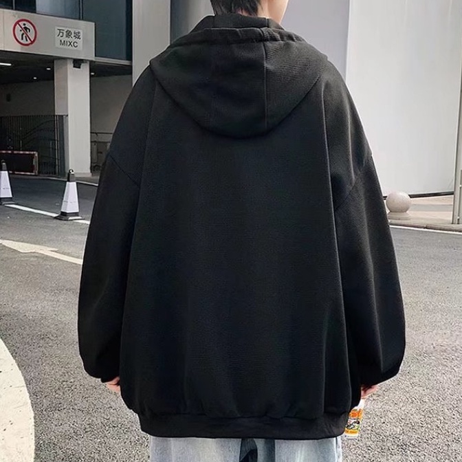 Áo hoodie unisex thời trang áo hoodie dây kéo áo dài tay áo varsity jacket phong cách Hàn Quốc áo hoodie nữ trẻ tuổi đen trắng áo khoác hoodie