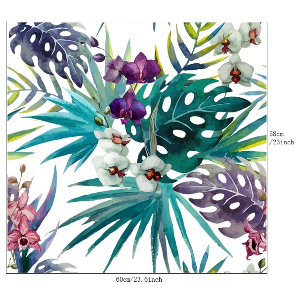 Decal dán kính cao cấp - Lá Dương Xỉ Sắc Màu ( 60x58cm )