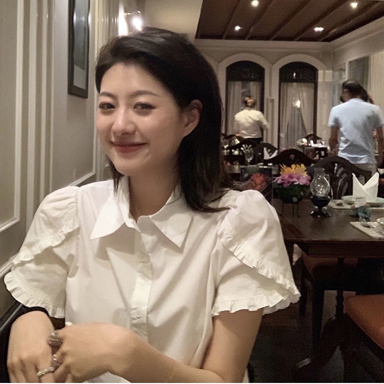 Áo Sơ Mi Tay Ngắn Phồng Màu Trắng Dễ Thương Thời Trang Mùa Hè Cho Nữ