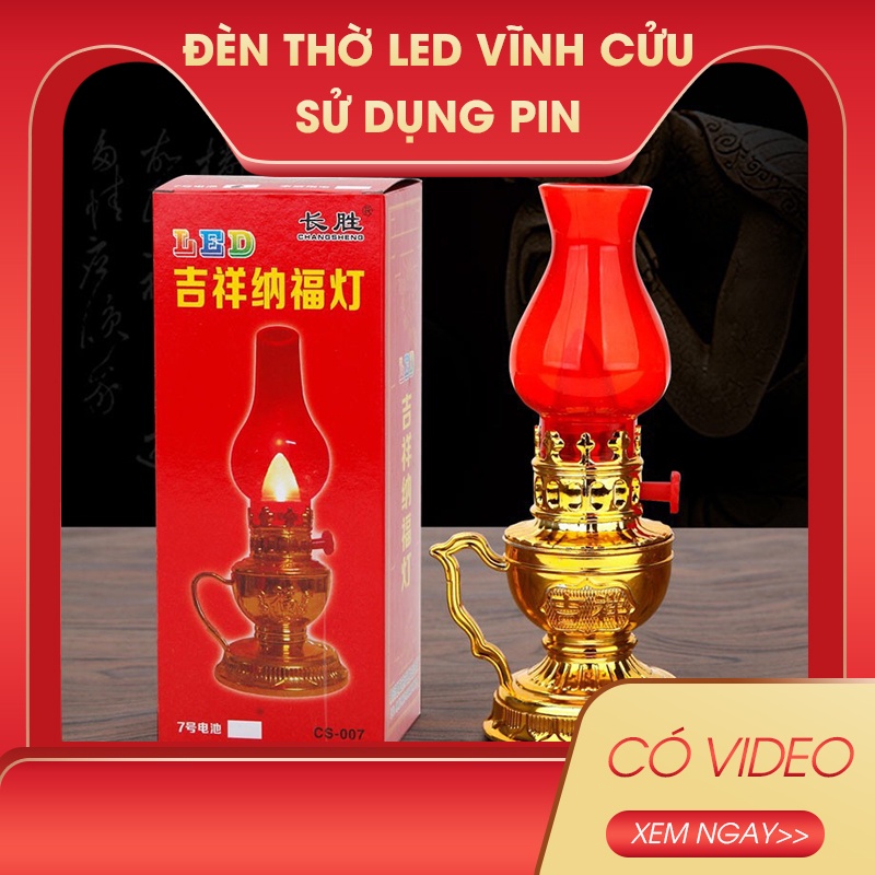 Đèn thờ led vĩnh cửu,sử dụng pin, thiết kế cổ kính, hài hoà, cân đối, tăng phần trang nghiêm