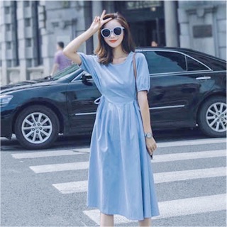 Đầm váy blue tùng xoè xếp li (kèm hình thật)