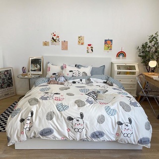 Bộ Chăn Ga Gối Cotton Poly Chó Kẻ