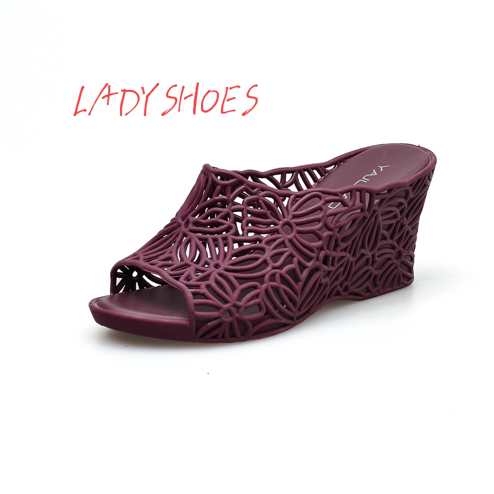 Dép nữ đế xuồng mủ thiết kế hoa văn đế dày mềm mại chống trượt LADYSHOES