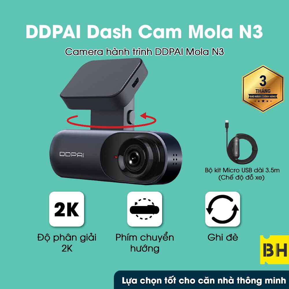 Phiên bản toàn cầu camera hành trình ô tô DDPAI Dash Cam mola N3