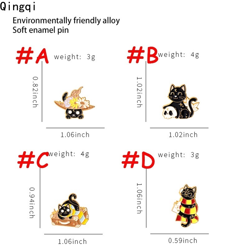 Ghim cài áo Miss Zoe hình mèo đen phù thủy đính đá thời trang cho nam nữ