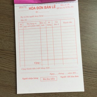 Hóa đơn bán lẻ 2 liên giấy Các bon