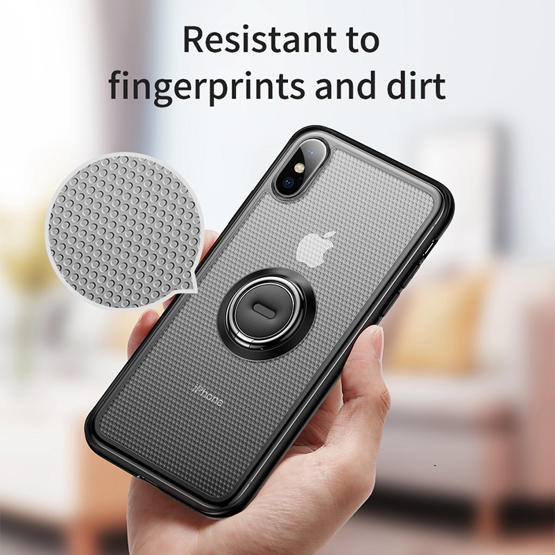 Baseus Dot bracket Case iPhone X XS MAX XR Magnetic Metal Finger Ring holder cover case for iPhone