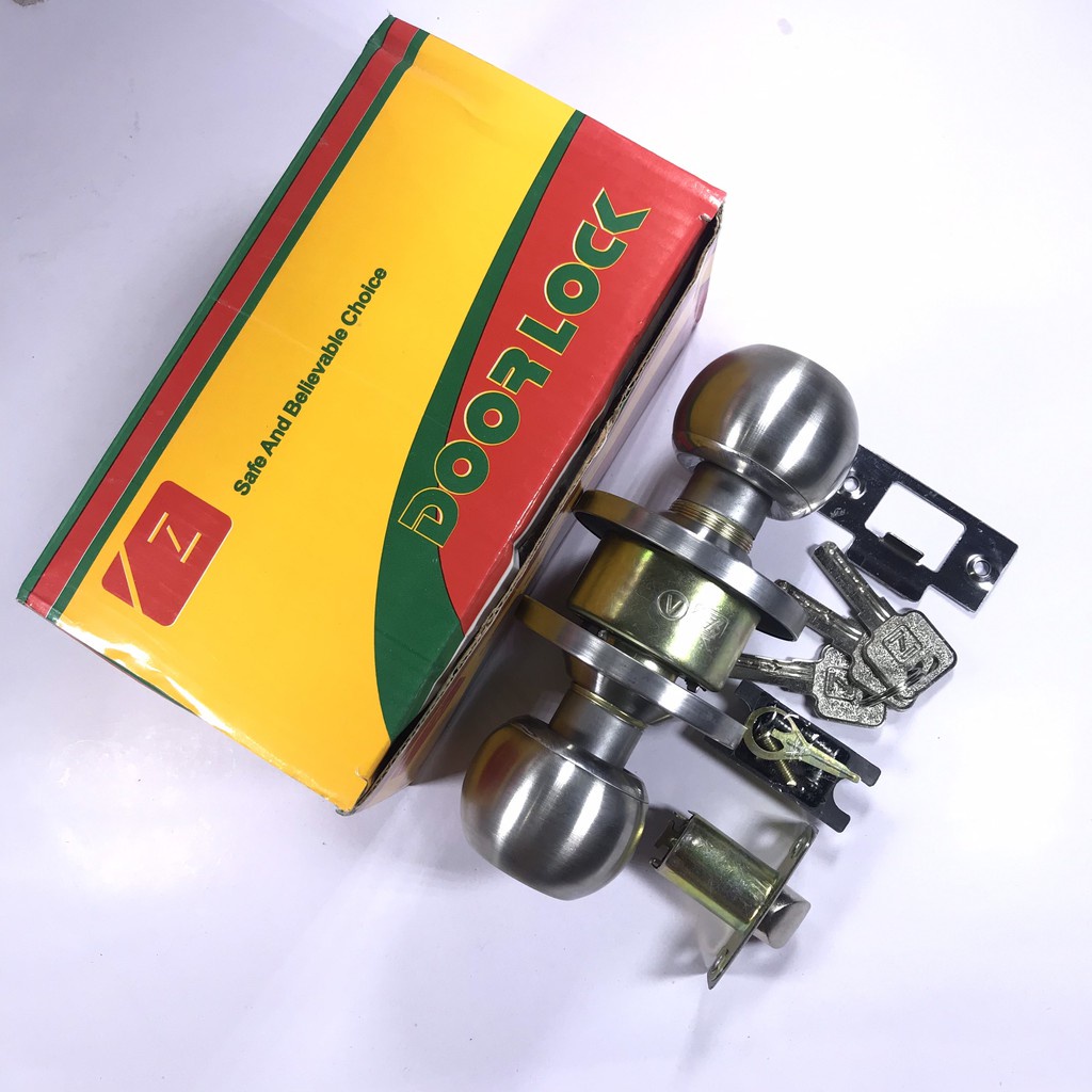 Khoá tay nắm tròn ZANI inox, khoá đấm Z hộp vàng rẻ