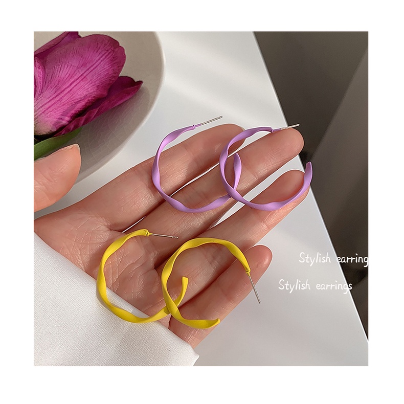 Bông Tai Mạ Bạc 925 Dạng Vòng Phong Cách retro Hàn Quốc