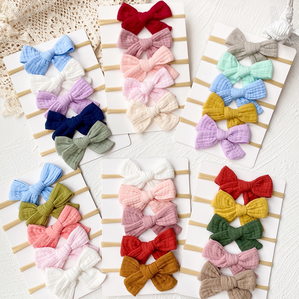 KIDSBOWS Set 5 Dây Cột Tóc Thắt Nơ Dễ Thương Cho Bé Gái Sơ Sinh