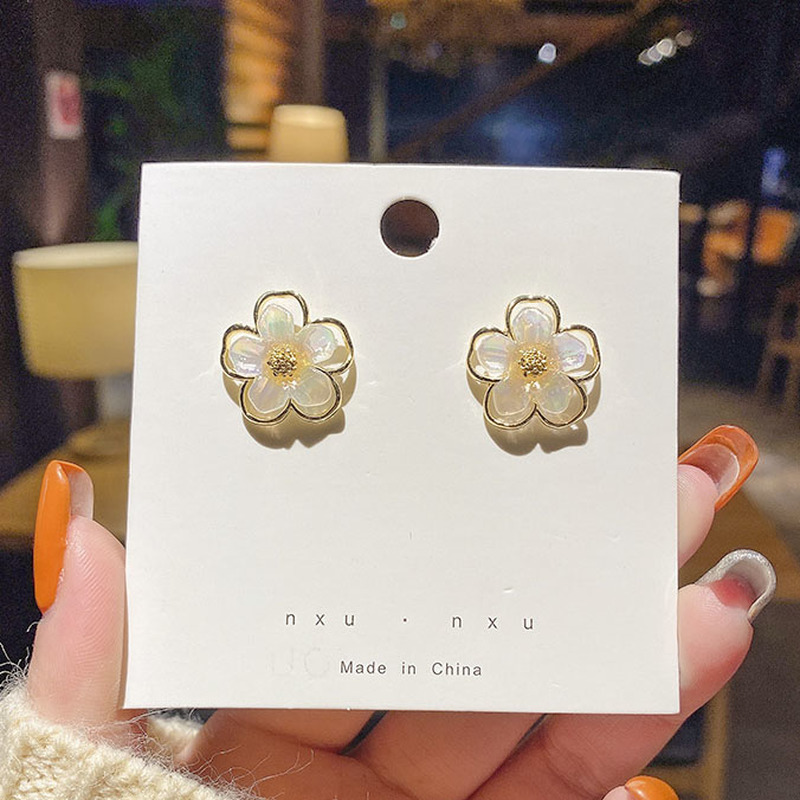 Khuyên tai mạ bạc 925 thiết kế mặt hình bông hoa thời trang