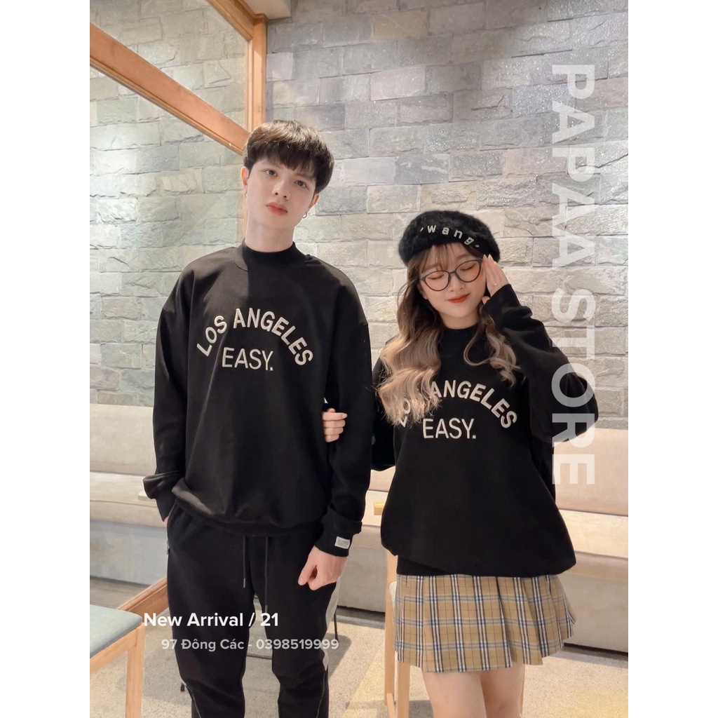 Áo nỉ cổ 3p lót lông nam nữ phong cách Hàn Quốc chữ ngực LOS ANGELES 252 PAPAA SHOP | BigBuy360 - bigbuy360.vn