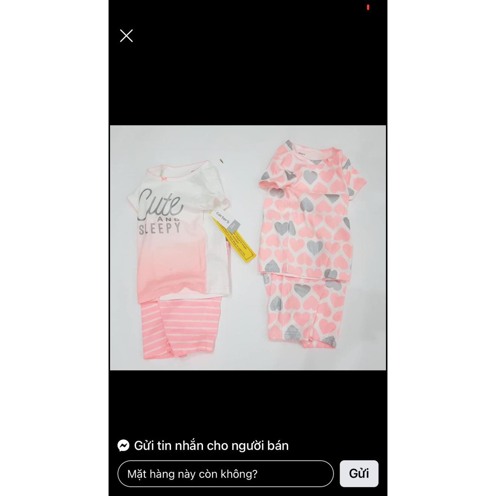 Bộ cộc tay cho bé gái xuất dư xịn hiệu Carter