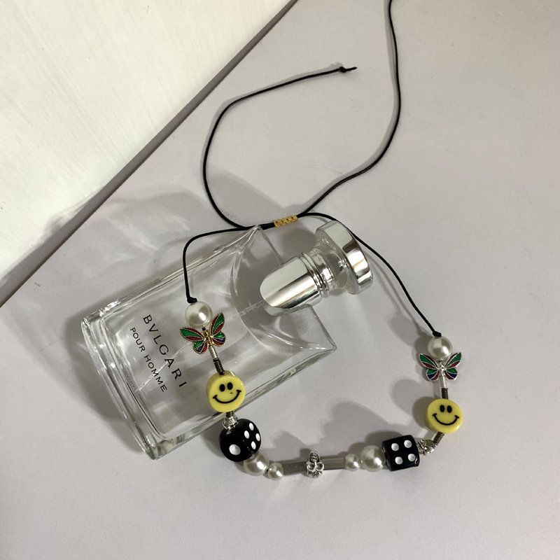 Dây chuyền xâu ngọc trai nhân tạo mặt cười mặt xúc xắc đầu lâu hợp thời trang