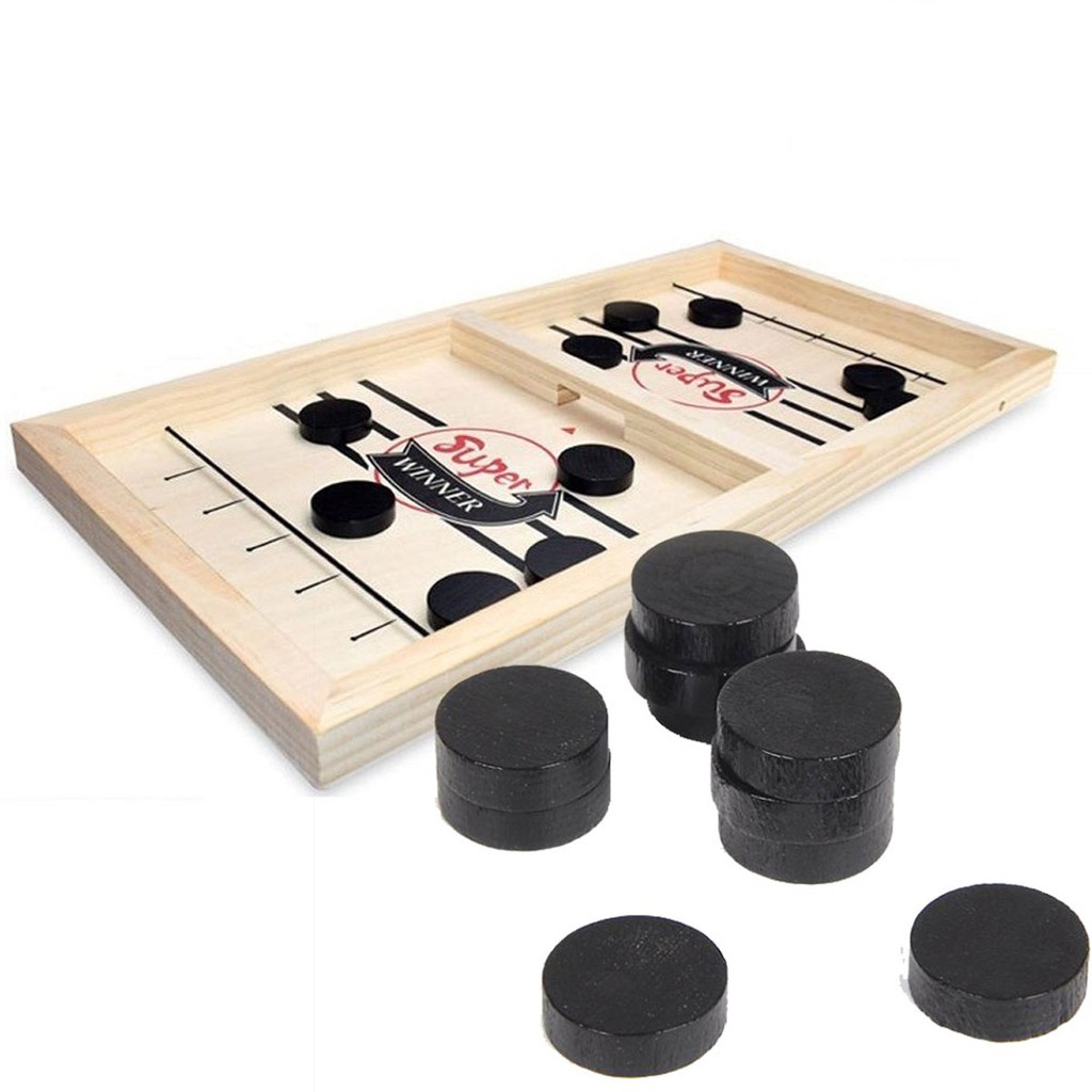 Bộ Cờ Búng Bàn Đấu Ice Hockey Bằng Gỗ - Foosball Winner, Sling Puck - Bắn Bi Gỗ Xuyên Lỗ - Hãng miDoctor