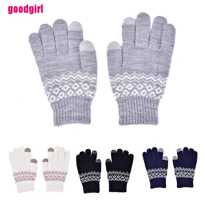 Good 1pair Winter Gloves Unisex Stretch Knits Imitation Wool Full Finger