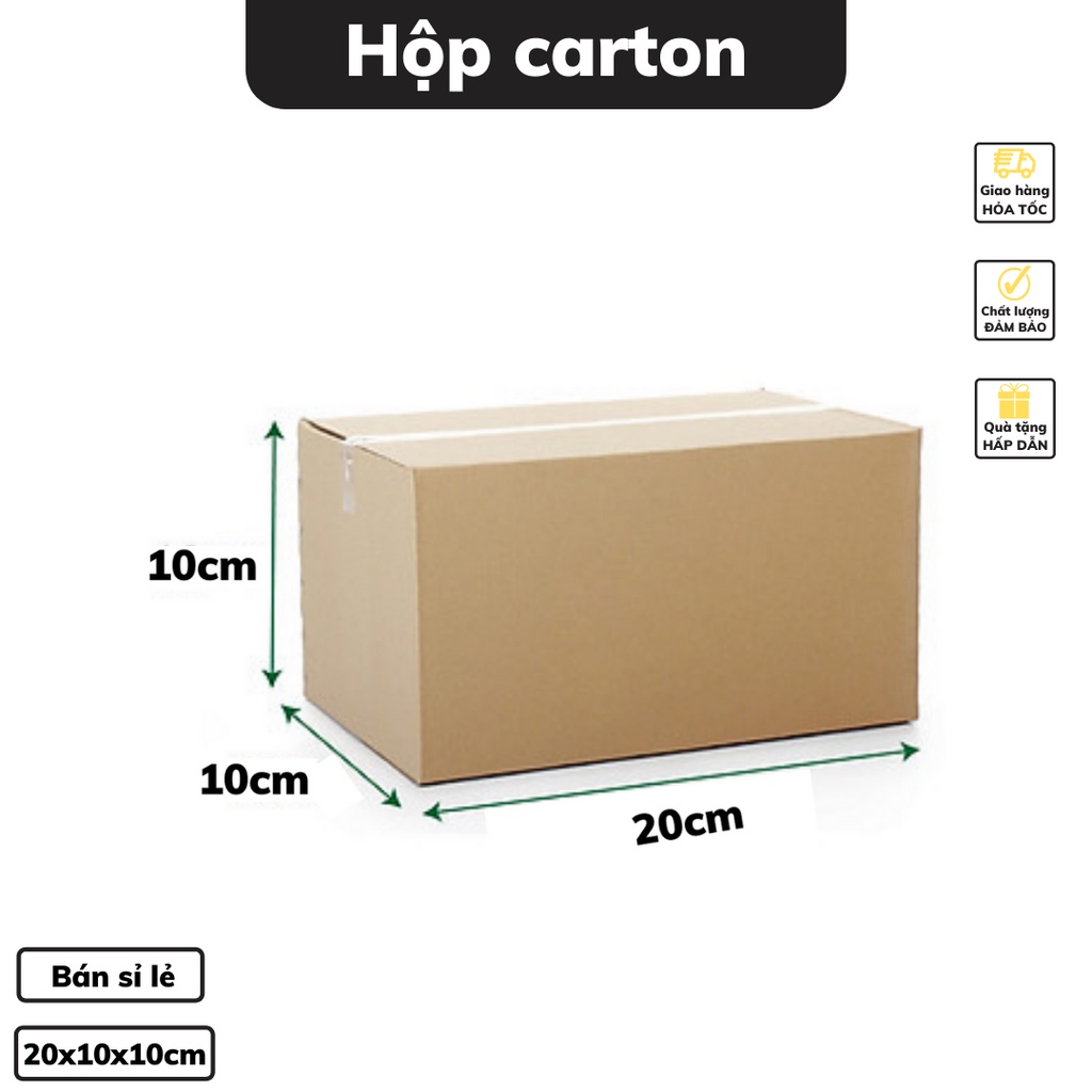 Hộp Carton 20 x 10 x 10 cm đóng hàng cỡ vừa thiết kế 3 lớp dày dặn chắc chắn nhiều kích thước có bán sỉ lẻ