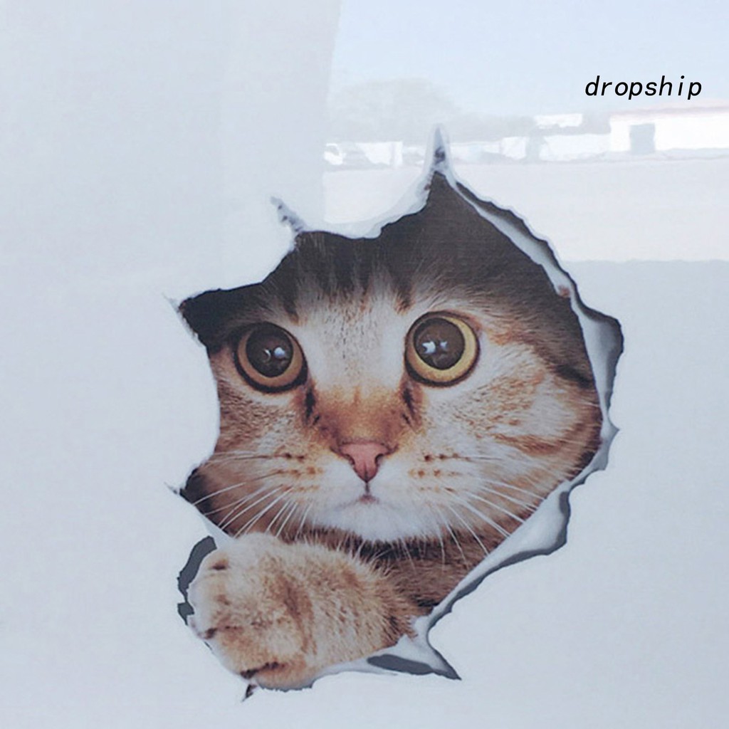 Nhãn dán xe ô tô hình mèo 3D chống nước không phai màu