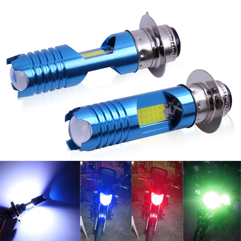 Đèn pha đa năng H4 BA20D P15D 8W trắng + RGB DC12v cho xe máy