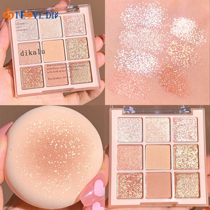 Bảng Phấn Mắt 9 Màu Sắc Tông Đất Ngọc Trai Mềm Mượt Chống Nhòe Lâu Trôi