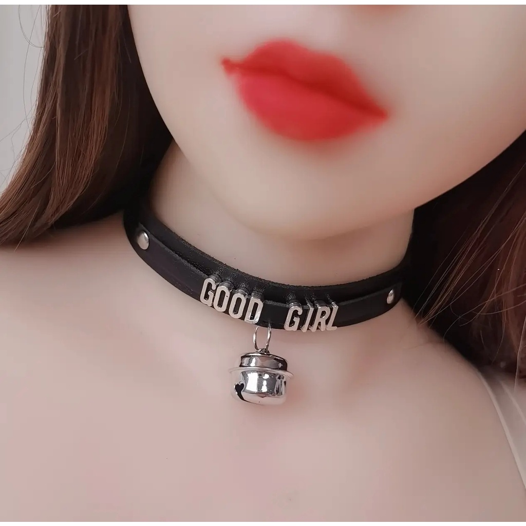 Vòng Cổ Da PU Đính Chuông Kim Loại Phong Cách punk Harajuku Quyến Rũ Cho Nữ