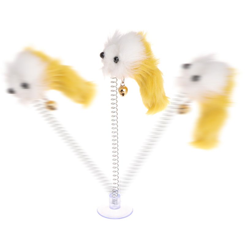 Gậy Đồ Chơi Gắn Lò Xo Và Chuột Giả Vui Nhộn Tương Tác Với Mèo