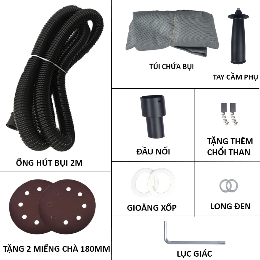 Máy chà tường, chà nhám SL1535 chính hãng ETOP, công suất 1350w, đĩa mài 180mm, có chế độ hút bụi
