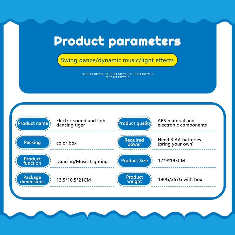 Đồ chơi điện tử HYG Toys hình hổ nhảy múa có đèn nhiều màu dễ thương cho bé