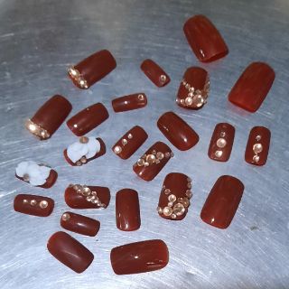 Bộ móng giả thiết kế k3 màu đỏ đô