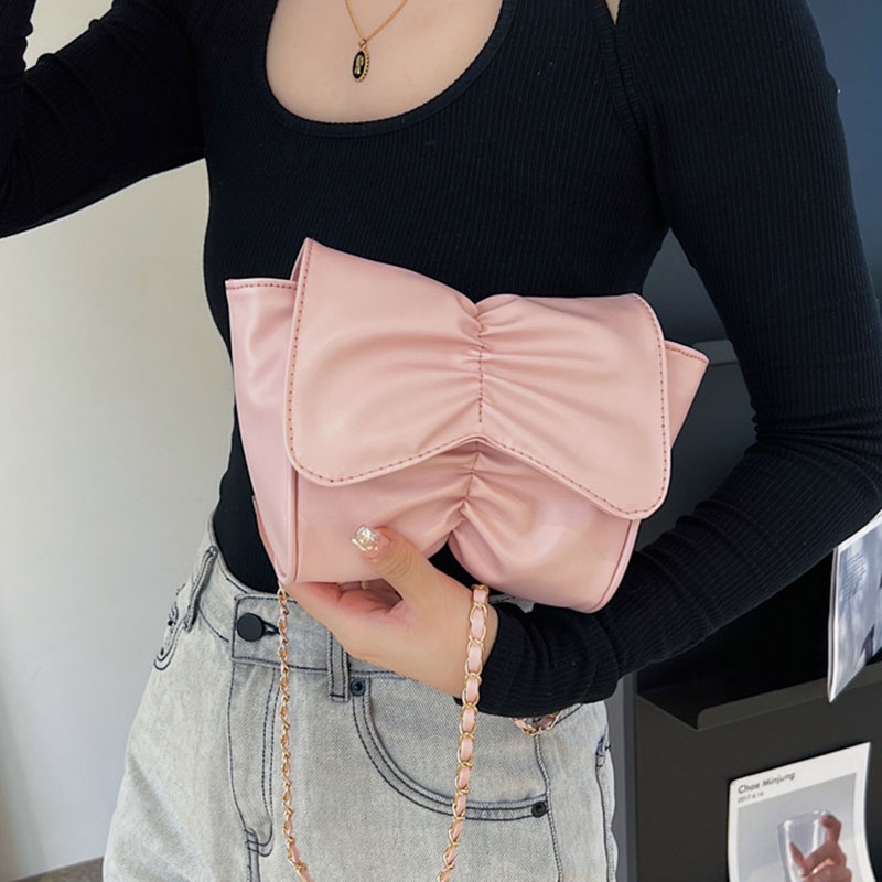 Túi Đeo Vai Phối Dây Xích Đính Nơ Thời Trang Cho Nữ