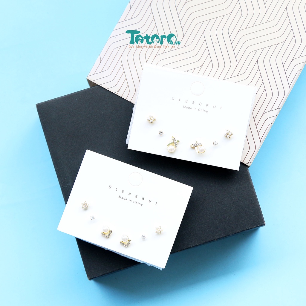 Set 6 chiếc bông tai Họa tiết nhí dễ thương và thời trang