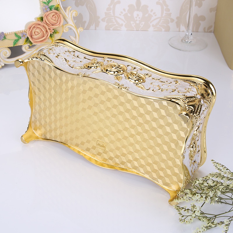 Hộp đựng giấy ăn trang trí hoa văn tinh xảo phong cách cổ điển Châu Âu