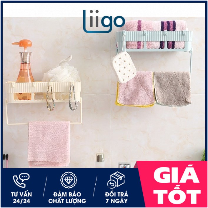 Kệ dán kiêm treo đồ nhà tắm tiện lợinew2019(Liigostore)