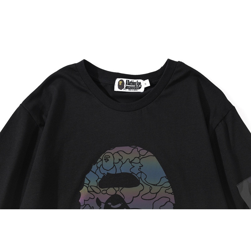 Áo Tee Bape Print Hologram SS22, Áo Thun Bape T-Shirt phản quang Flash, chất liệu Cotton, màu đen BapeVN