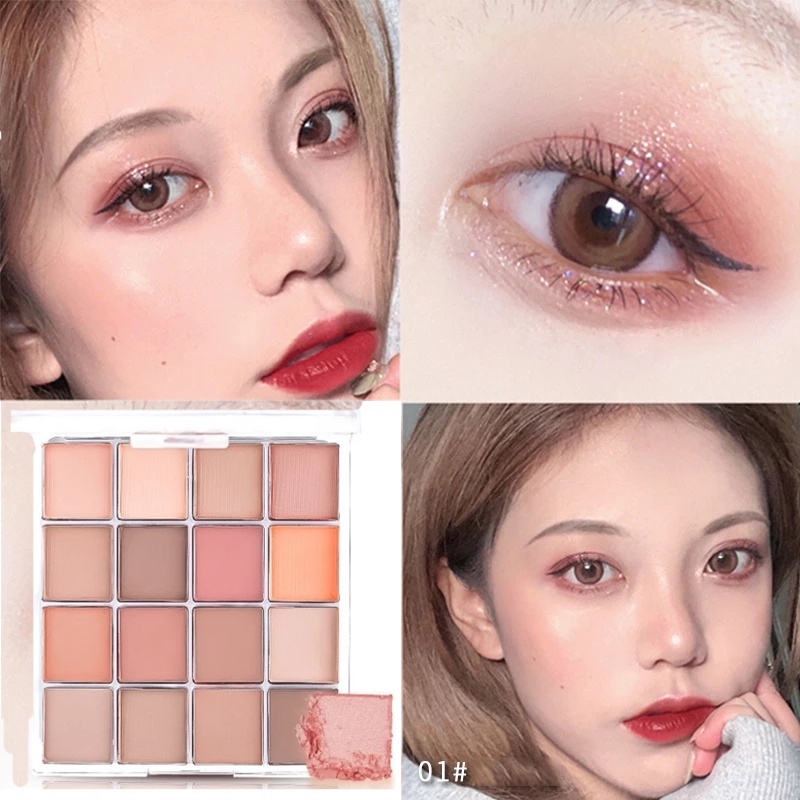 [Hàng mới về] Bảng phấn mắt MISS LARA 16 màu tông lì và nhũ chống nước
