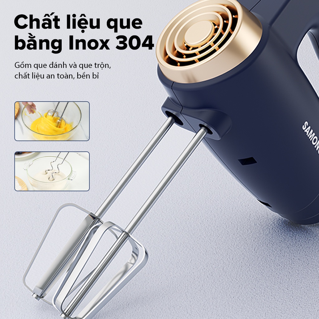 [Có quà] Máy đánh trứng SAMONO SW-THMB200 công suất 200W 5 tốc độ đánh chinh phục mọi món bánh - bảo hành 12 tháng