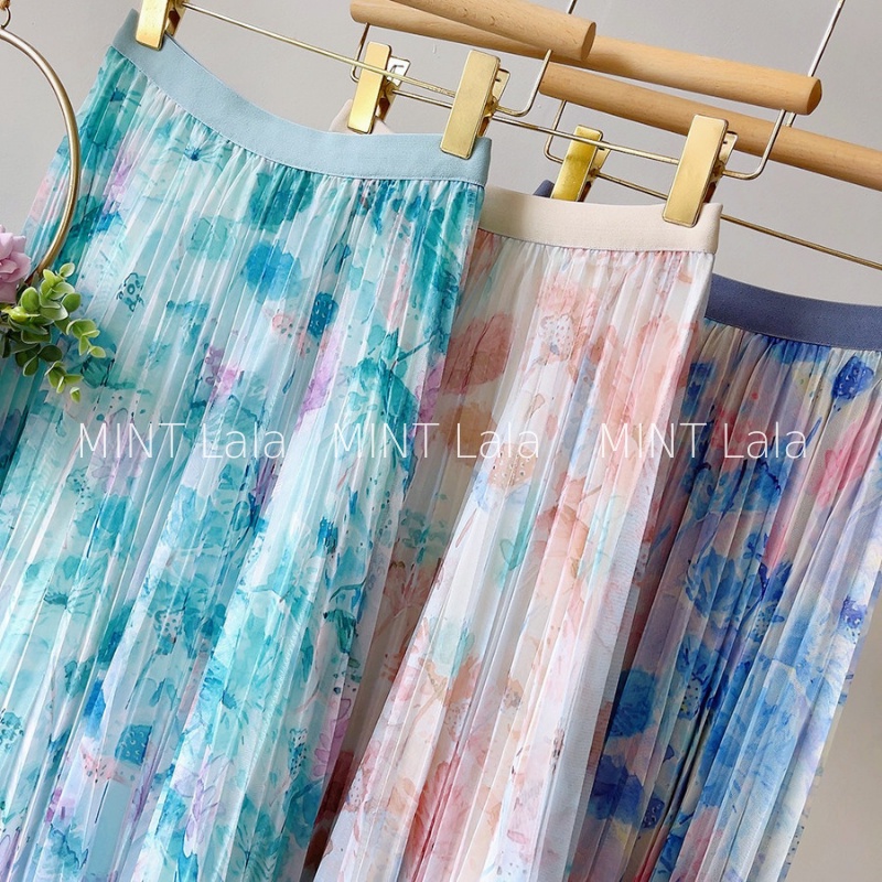 Chân Váy Hoa Xếp Li Boho Thời Trang Xuân Hè Loại Đẹp