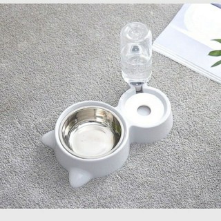 bát đôi inox kèm bình cho chó mèo thú cưng