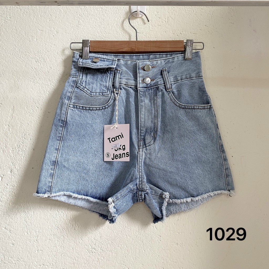 Quần short jean nữ có túi nắp,quần short lưng cao -Hàng VNXK-KingJean